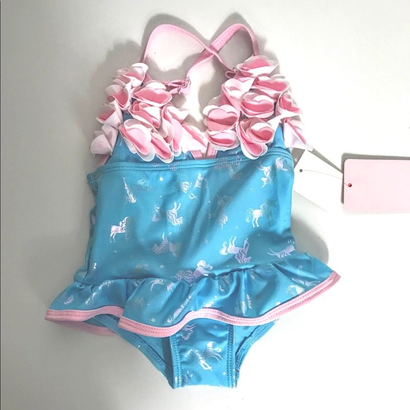 NWT Floatmini Blue Iridescent Unicorn Swimsuit - Picture 12 of 13